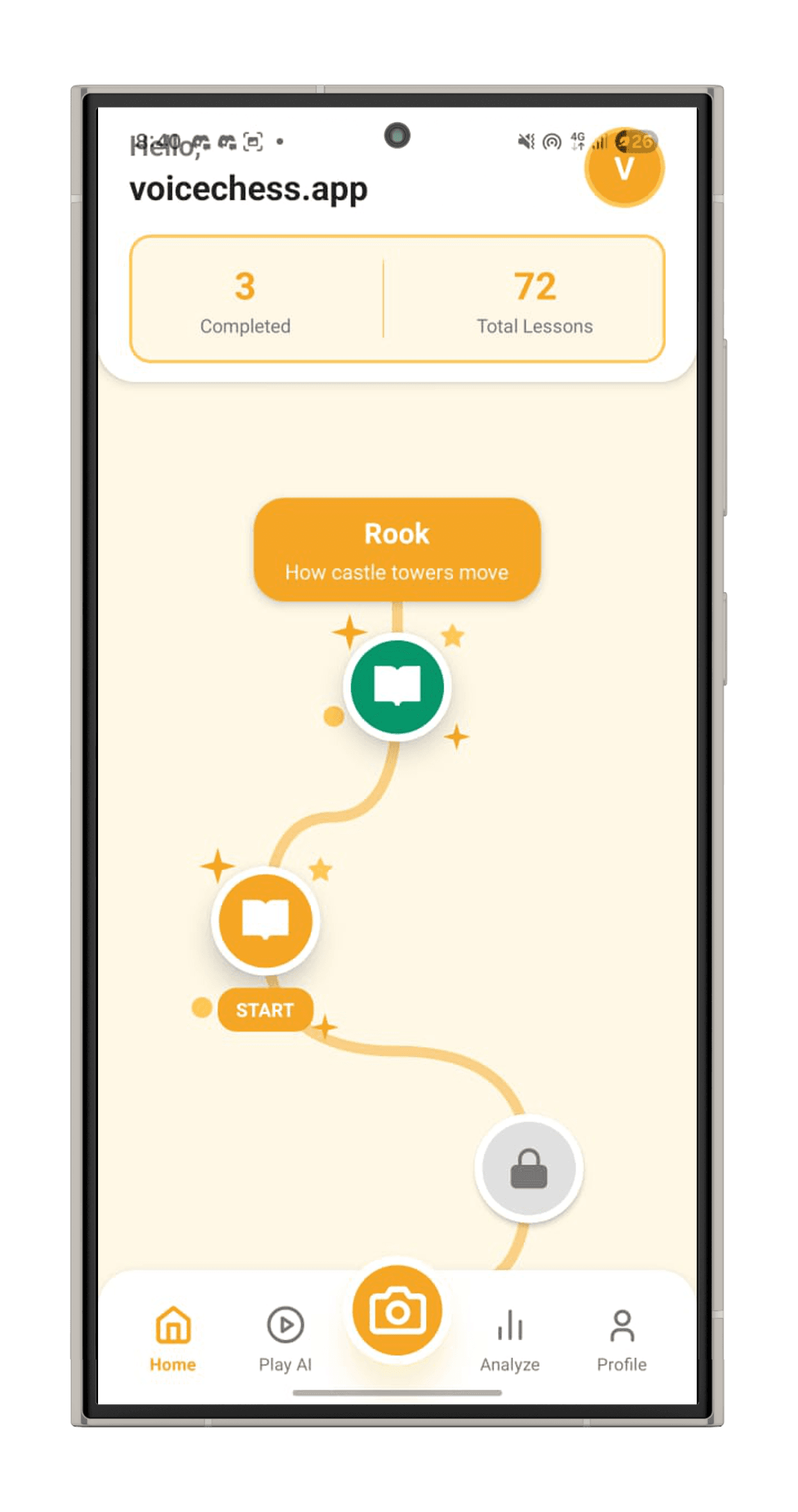 VoiceMate Chess App Main Screen